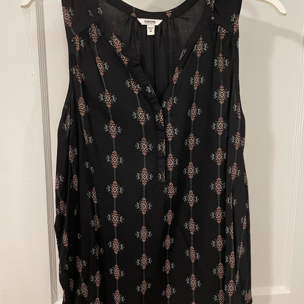 Black printed long tank